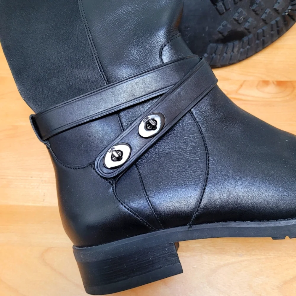 Coach Black Leather Knee-High Riding Boots